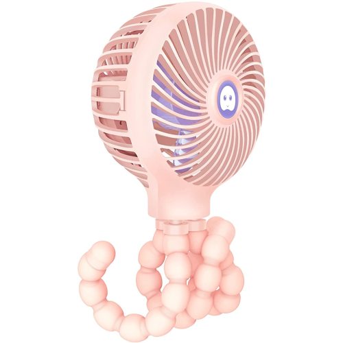 TRELC Mini Handheld Stroller Fan, Personal Portable Baby Fan with Flexible Tripod, 2024 Upgraded Version, Gift for Children, Rechargeable Fan for Office Room Car Traveling BBQ Gym Fan (Pink)