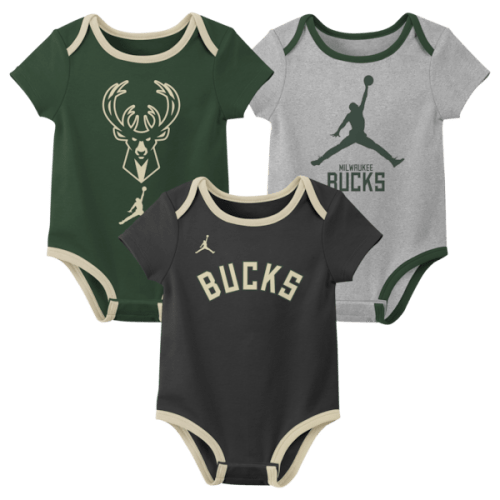 Newborn & Infant Milwaukee Bucks Jordan Brand Statement Edition Three-Pack Bodysuit Set