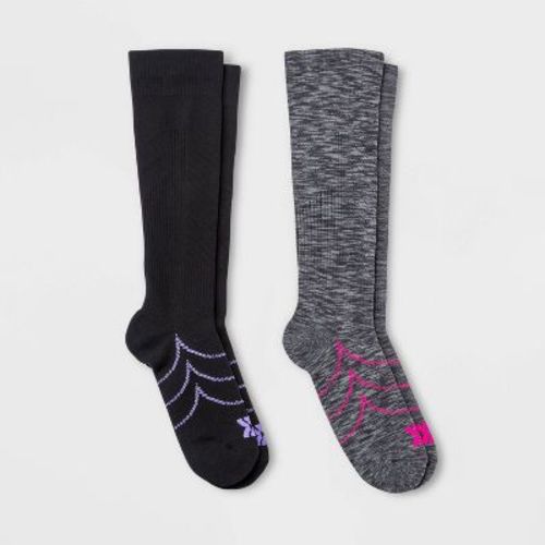 Women's Compression 2pk Knee High Athletic Socks - All In Motion™ Gray/black 4-10