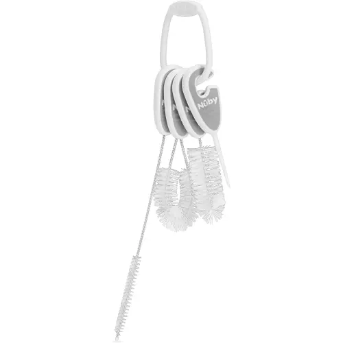 Nuby Bottle and Cup All Around Cleaning Brush Set, Cleans Straw, Spout, Nipple, Lids, and Hard to Reach Areas