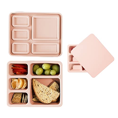 Austin Baby Co Leak-Proof Bento Lunch Box for Kids – Silicone Kids Lunch Container with 5 Leakproof Compartments – Food-Safe Materials, Sturdy, Dishwasher Safe, and BPA Free