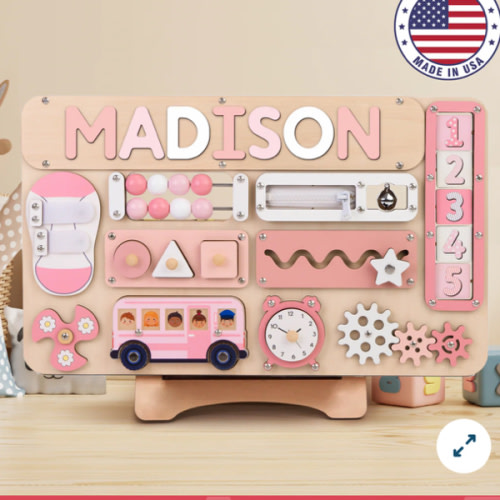 Montessori Busy Board for Toddlers, One Year Old Birthday Gifts, First Christmas Gifts, Educational Baby Toys 6-12 Months, Name Puzzle Sensory Board