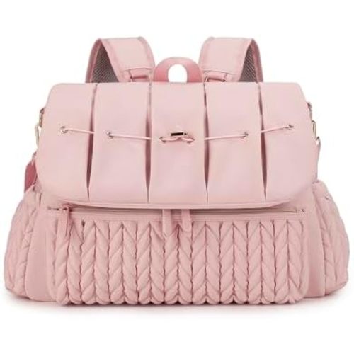 Lmbabter Diaper Bag Backpack Messenger Bag Travel Backpack Maternity Bags Stylish Baby Bag with Changing Pad for Mom (Pink)