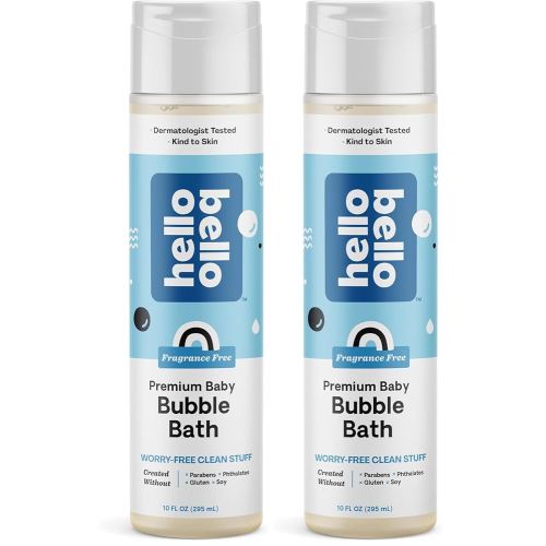 Hello Bello Bubble Bath - Gentle Hypoallergenic Formula for Babies and Kids - Vegan and Cruelty-Free - Fragrance Free - 10 fl oz (Pack of 2)