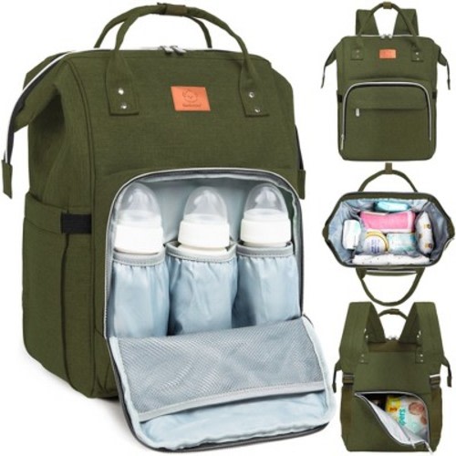 KeaBabies Original Diaper Bag Backpack, Multi Functional, Water-resistant, Large Baby Bags for Girls, Boys, Color: Dark olive