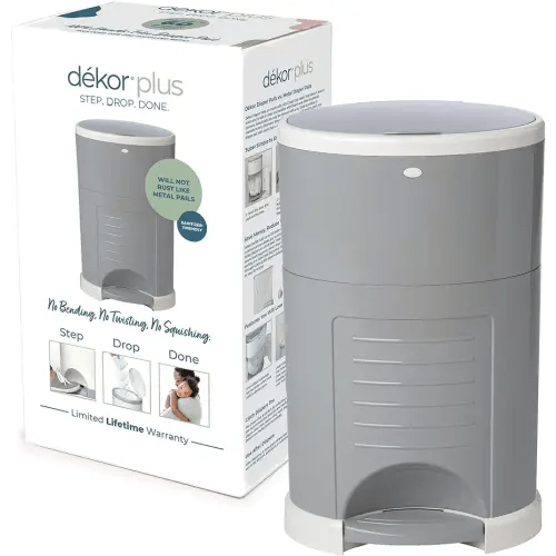 Diaper Dekor Plus Hands-Free Diaper Pail | Gray | Easiest to Use | Just Step – Drop – Done | Doesn’t Absorb Odors | 20 Second Bag Change | Most Economical Refill System |Great for Cloth Diapers