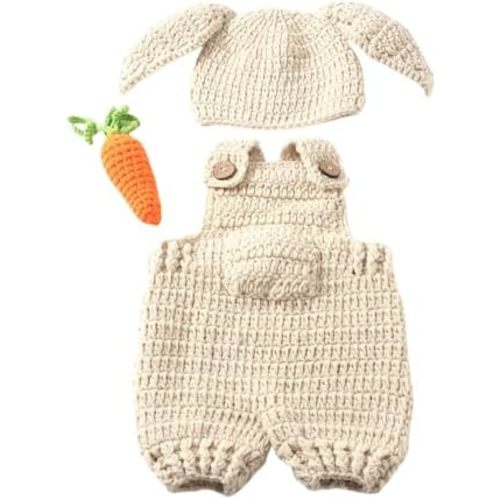 Newborn Baby Bunny Rabbit Crochet Knitted Photography Props Newborn Baby Outfits Diaper Costume