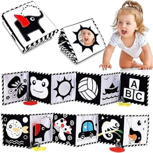 Black and White Baby Toys - High Contrast Baby Toys for Newborn Infant Montessori Sensory Toys 0-3 Months developmental toys Tummy Time Toys 6 7 8 9 10 11 12 month old baby must haves baby gifts