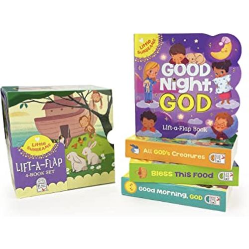 Little Sunbeams Religious Lift-A-Flap 4-Book Set for Babies and Toddlers, Ages 1-5