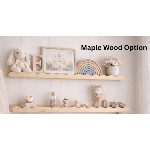 Scalloped Picture Ledge Shelf | Solid Hardwood Floating Shelf | Decorative Wall Shelf |Book Display Ledge | for Nursery