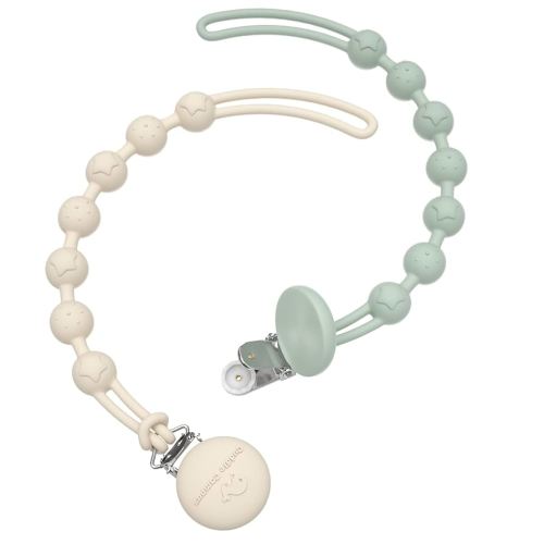 Cuddle Campus Silicone Pacifier Clip Holder with One Piece Design, Pack of 2 Soft Flexible Binky Clips with Texture for Baby Boy and Girl(0-6m)