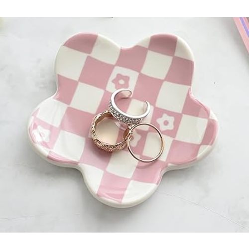 Room Decor Aesthetic Stuff for Teen Girls Gifts Trendy Stuff Pink Roon Decor Aesthetic Room Decor Bedroom Decor Aesthetic Checkered Jewelry Tray