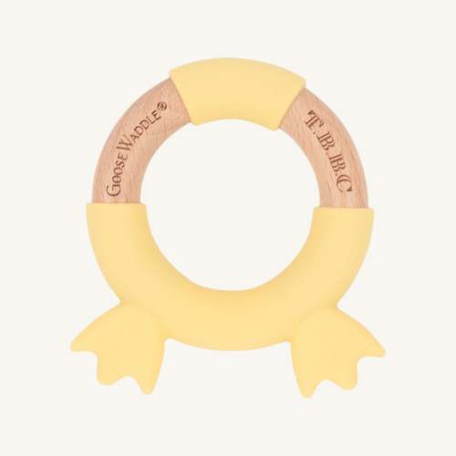 GooseWaddle x T.B.B.C. Duck Wooden & Silicone Teether - Yellow