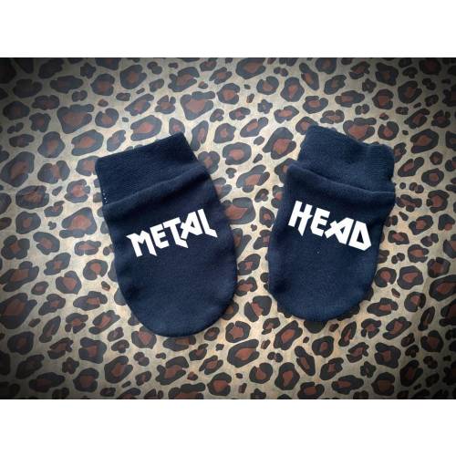 Metal Head Knuckle Tattoo Mittens Newborn Baby  - baby gift newborn present | baby clothes | alt spooky baby goth rock punk metalhead emo