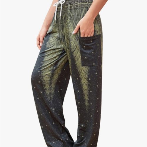 QIANXIZHAN Women's Harem Pants, Hippie Palazzo Pants Boho Joggers Yoga Clothes with Pockets