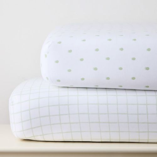 Painterly Grid & Shadow Dot Crib Sheet Bundle