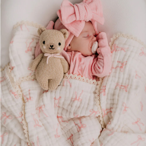Gauze Lace Blanket | Pink Bows – Little and Fern