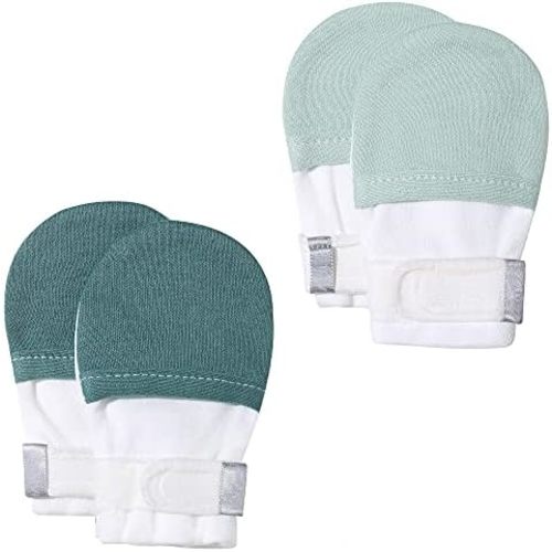 HAPIU Baby No Scratch Mittens Stay On, 100% Cotton Breathable, Adjustable Infant Gloves for Boys Girls, Newborn - 12 M