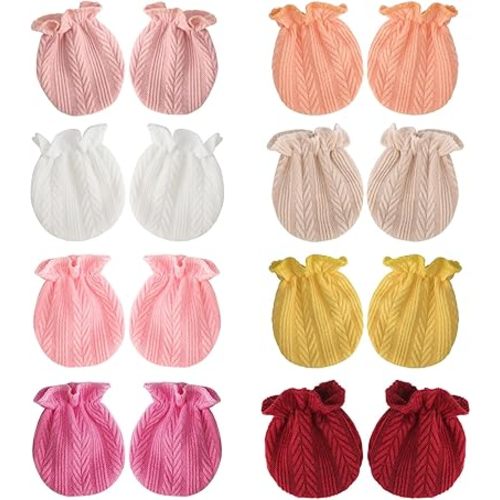 BQUBO Newborn Infant Toddler Mittens No Scratch Cotton Elastic Wrist Gloves Hypoallergenic for 0-6 Months Baby Boys Girls