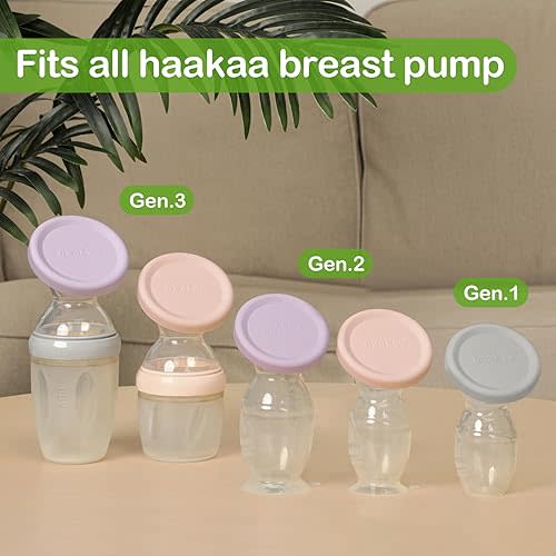 haakaa Manual Breast Pump 100ml/4oz & Silicone Cap (Lavander) Combo