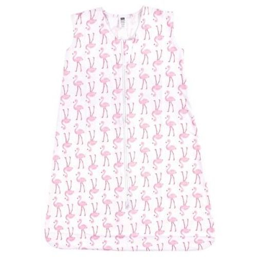 Hudson Baby Infant Girl Cotton Sleeveless Wearable Sleeping Bag, Sack, Blanket, Flamingo, 0-6 Months