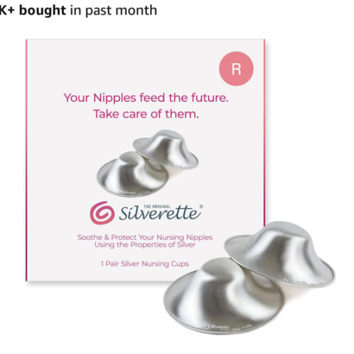 SILVERETTE® The Original Silver Nursing Cups, Nipple Covers for Breastfeeding Essentials, Pure 925 Silver Nipple Shields for Breastfeeding Newborn, Lightweight Nursing Cups, Regular Size