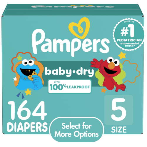Pampers Baby Dry Diapers, Size 5, 164 Count - Infant leakproof protection
