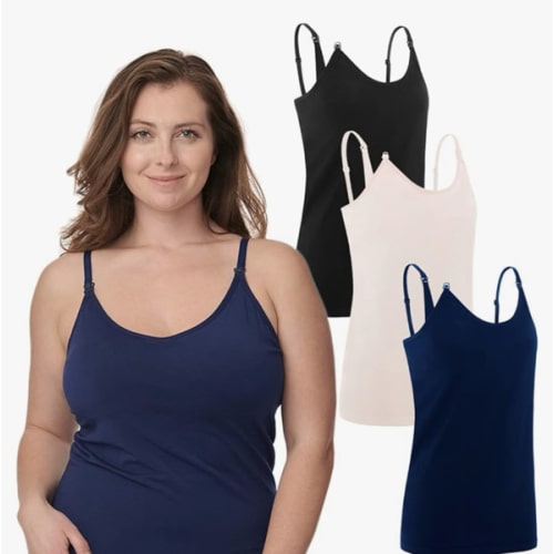 Under Control Nursing Cami Tank Tops for Breastfeeding Women Nursing Tops Maternity Shirts, Camisoles with Built in Bra 3Pack