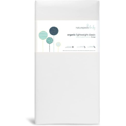 Naturepedic Organic Baby Crib Mattress - 2-Stage Lightweight Infant & Toddler Mattress - Waterproof Baby Bed Mattress for Crib - Non-Toxic Mattress for Baby and Toddler Bed - 52" x 28” - White