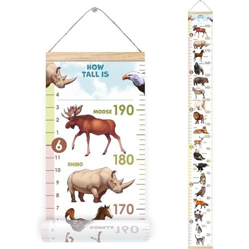 Personalised Growth Chart for Animal Lovers, Removable Wall Ruler for Boys and Girls, Kid’s Room Decoration (Multicolor)