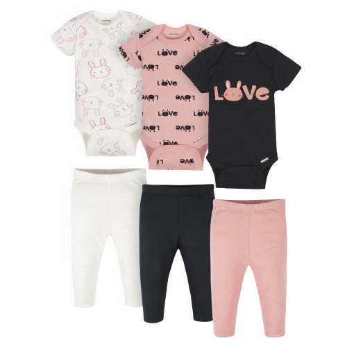 Onesies Brand Baby Girl Bodysuit & Pants Set, 6 Piece Outfit Set, Sizes Newborn - 12 Months