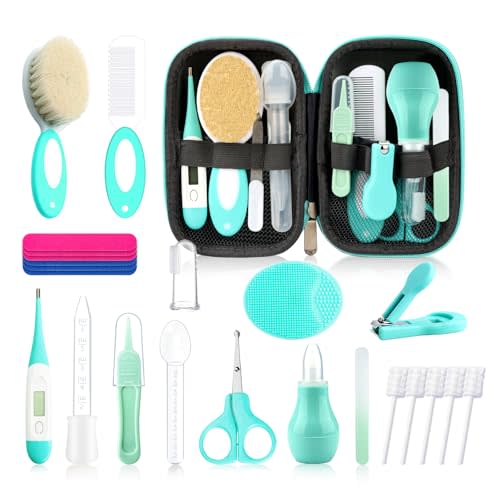 Baby Healthcare and Grooming Kit for Newborn Kids, 24PCS Upgraded Safety Baby Care Kit, Newborn Nursery Health Care Set, Baby Care Products (Green)
