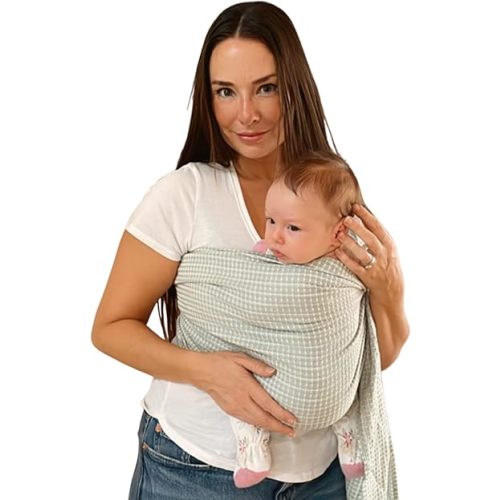 Hip Baby Wrap Ring Sling Baby Carrier for Infants and Toddlers - 100% Soft Cotton Baby Wraps Carrier for Babies 8-35 lbs - Perfect Baby Shower Gifts Moms and Dads - Nursing Cover (Kiwi Honeycomb)