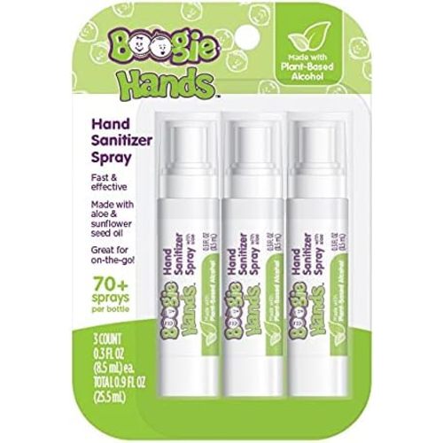 Kids Hand Sanitizer Spray by Boogie for Babies &Toddlers, Great for Diaper Bags and Backpacks, Plant Based Alcohol, Made With Aloe & Sunflower Seed Oil, 3 Count (Pack of 2)…