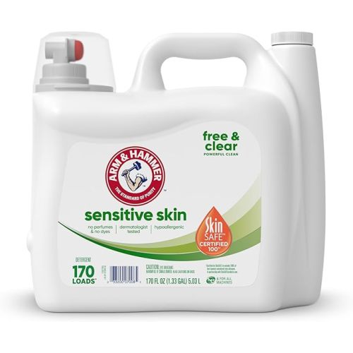 ARM & HAMMER Sensitive Skin Free Clear, 170 Loads Liquid Laundry Detergent, 170 Fl oz