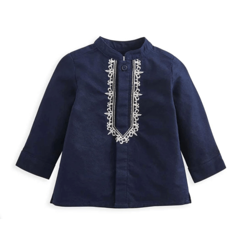 Navy Embroidered Eid Shirt 6-9 M