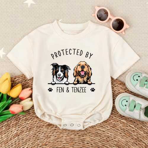 Custom Pet Portrait Protected Baby Romper, Personalized Puppy Romper for Boys and Girls, Baby Pet Lover Outfit, Custom Baby Gift with Name