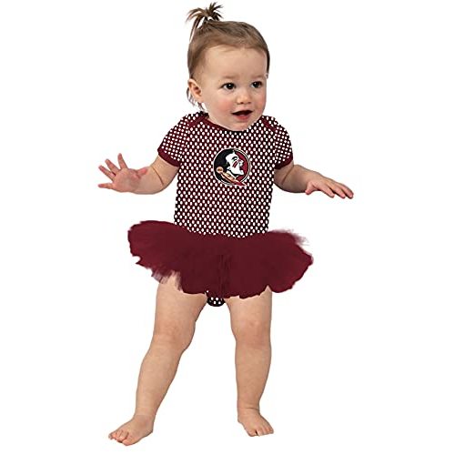 Two Feet Ahead Florida State Newborn Baby Girl Bodysuit Creeper Polka Dot Tutu Skirt Dress College Licensed (Florida State,12 Months)