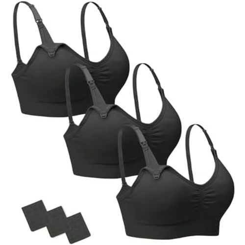 Stelle Nursing Bras Maternity Bra for Breastfeeding Pregnancy Wireless Bralette with Pads, Extenders & Clips