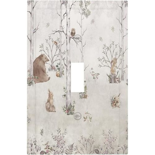 Forests Animals Flowers Grass Trees 1 Gang Light Switch Covers Single Toggle Wall Plate Decorative Switchcover Electrical Switchplate For Country Bathroom Bedroom Decor
