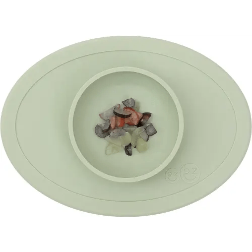 ezpz Tiny Bowl (Sage) - Silicone Baby Bowl with Suction for 6 Months + - Built-in Placemat - First Foods + Baby Led Weaning - Fits on All Highchair Trays - Suction Bowls for Baby