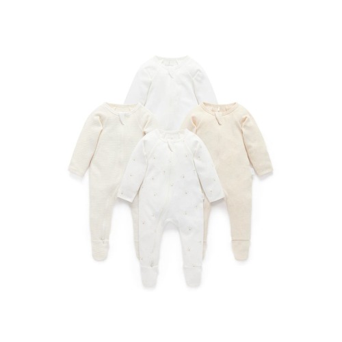 4 Pack Zip Footie Unisex, Newborn