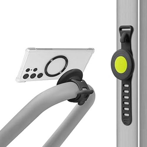 BONE Magnetic Fitness Phone Mount, MagSafe Phone Holder for Workout & Gym, Scratch-Free Silicone Strap with Anti-Slip Design, Universal Sport Phone Carrier for Most Smartphones (with Magnetic Sticker)