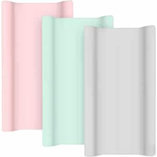 TILLYOU Jersey Knit Ultra Soft Changing Pad Cover Set, Unisex Diaper Change Table Sheets for Baby Boys Girls, Fit 32"/34''x16" Contoured Pad, Comfy Cozy 3-Pack Cradle Sheets, Lt Pink/Green/Gray