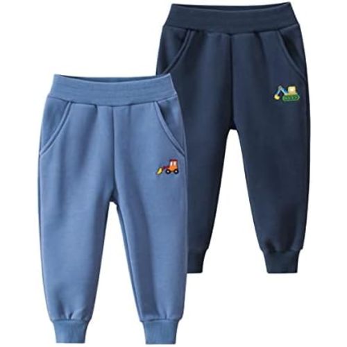 GFQLONG Toddler Boys 3 Pack Cotton Active Jogger Pants,Kids Cartoon Sweatpants Casual Lounging Bottoms