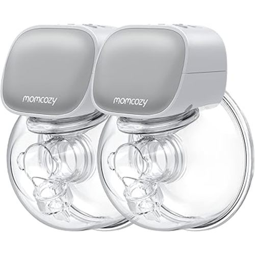 Momcozy S9 Wearable Breast Pump, Hands Free Breast Pump, Portable Electric Breast Pump with 2 Mode & 5 Levels, Painless Breastfeeding Breastpump Can Be Worn in Bra, 24mm Grey,2 Count (Pack of 1)