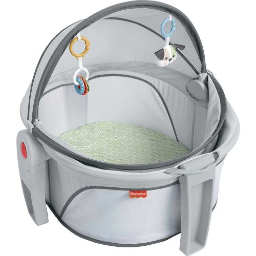Fisher-Price Portable Bassinet On-The-Go Baby Dome, Travel Play Space with Developmental Newborn Toys & Canopy, Puppy Perfection