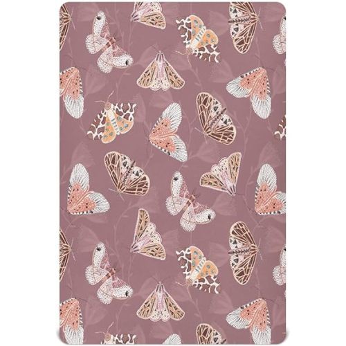 Butterflies and Moths Crib Sheets - Stretchy Fitted Crib Sheets for Boys Girls, Unisex Cozy Baby Crib Sheet 28 x 52 x 9 Inches