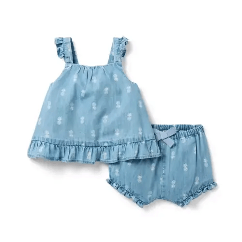 Baby Light Wash Pineapple Baby Pineapple Ruffle Matching Set by Janie and Jack