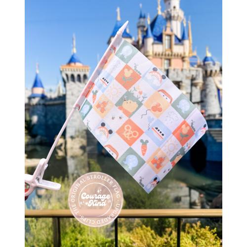 The Original Stroller Flag w/ Clip| Springtime at the Parks | Mini Flag | Stroller Tag | Theme Park Stroller | Mini Stroller Flags